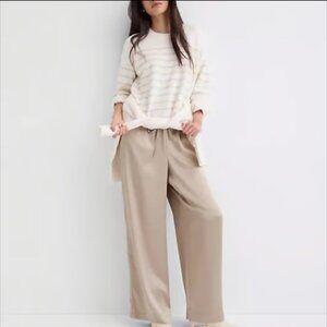 ANN TAYLOR THE SAWYER PULL ON PANT SATIN COBBLESTONE TAN NEW $120 XS